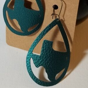 Pleather Drop Earrings Handmade Texas